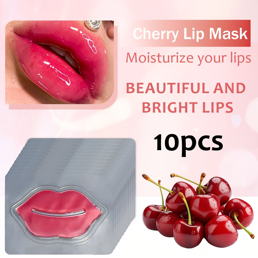 10pcs Cherry And Collagen Jelly Lip Mask, Effectively Moisturizes Lip Skin, Brightens Lip Skin, Bidding Farewell to Dryness And Dullness, Making Lip Skin Brighter And More Delicate, Lip Care, Soft Texture, Comfortable Fit